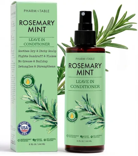 Spray acondicionador de uso continuo - Tratamiento para el cuero cabelludo de romero y menta - Tratamiento anticaspa y para cuero cabelludo seco y