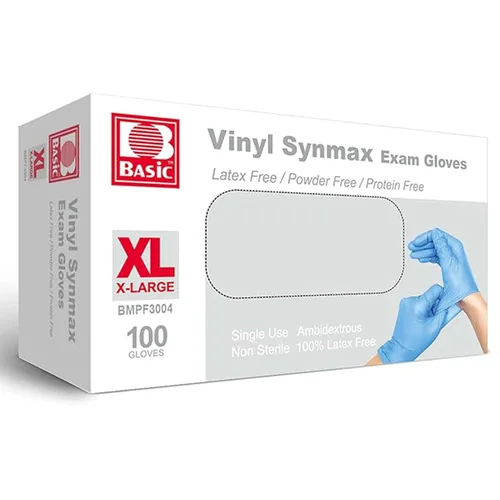 Miniatura 15 de Jointown Guantes básicos de examen de vinilo, guantes de seguridad, sin látex y sin polvo, guantes médicos desechables Synmax, BMPF3002 medianos