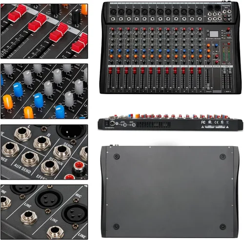 Miniatura 2 de Depensheng DX12 - Interfaz de controlador de sonido DJ con unidad USB para grabación de computadora, mezclador de audio de estudio de 12 canales