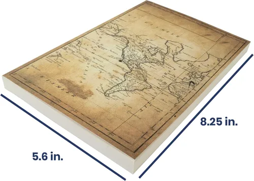 Miniatura 2 de Cuaderno de bocetos LayFlat - 14 x 21 cm - Cuaderno en blanco con mapa del mundo antiguo, 64 hojas, papel grueso de 100 g/m²