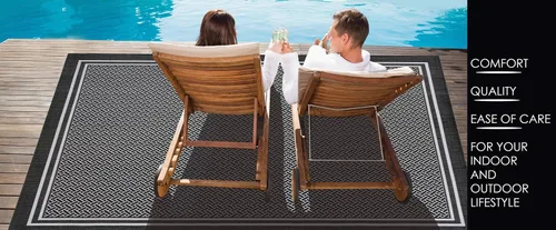 Miniatura 7 de Gertmenian Alfombra de Área Clásica de Tejido Plano para Interiores y Exteriores, Alfombra Resistente a Manchas y Rayos UV, Terraza, Patio, Junto a