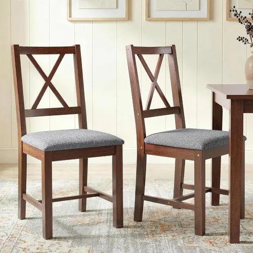 Miniatura 10 de HOMCOM Juego de 2 sillas de comedor de madera, modernas sillas de cocina tapizadas de mediados de siglo con respaldo de listones, patas de madera
