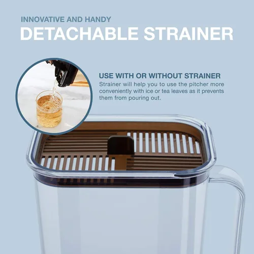Miniatura 4 de LocknLock Aqua - Jarra de agua para puerta de refrigerador, jarra transparente, jarra de plástico sin BPA con tapa, jarra de 1.6 cuartos de galón