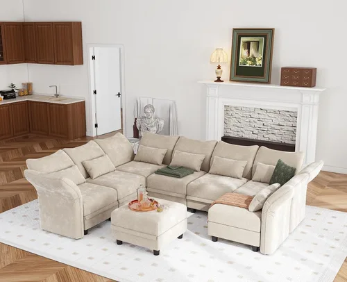 Miniatura 2 de LLappuil Reposabrazos/respaldo para sofá modular modular, personaliza sofás con ángulo ajustable, color caqui Tool Free Assembly Chenilla caqui