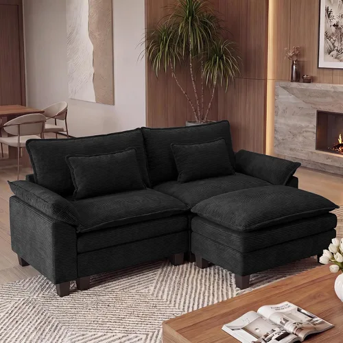 Miniatura 22 de URRED Cloud Couch Sofá Seccional Modular, Sofá Moderno en Forma de U de Asiento Profundo de 157", con 2 Otomanas y Almohadas, Sofás de Chenilla Azul