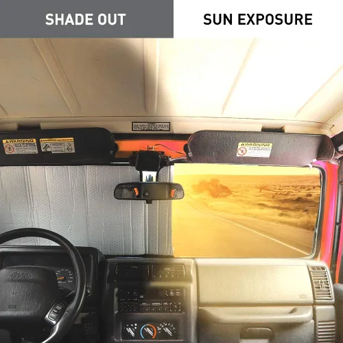 Miniatura 3 de Savadicar Parasol para parabrisas para Jeep Wrangler TJ JK JKU 1997-2018, protector térmico, estructura laminada triple de papel de aluminio