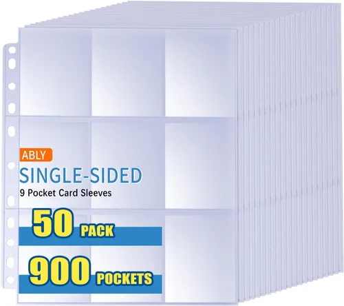 Miniatura 12 de ABLY 540 bolsillos de doble cara para tarjetas intercambiables, 9 bolsillos, protectores de tarjetas de juego de plástico transparente