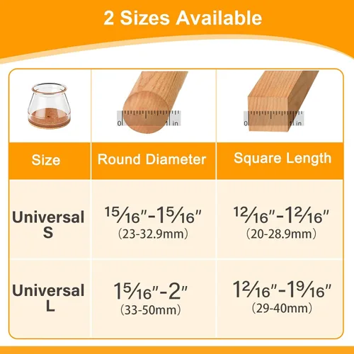 Miniatura 5 de Ansible 36 Pack Protectores de Patas de Silla para Pisos de Madera Dura, Fundas de Silicona y Fieltro, Almohadillas, Tapas, Protegen los Pies