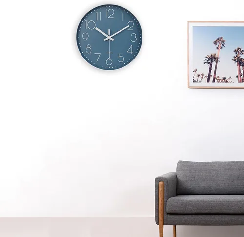 Miniatura 5 de jomparis - Reloj de pared de cuarzo redondo de 12 pulgadas, silencioso, sin tictac, decorativo, moderno, funciona con pilas, para hogar, oficina