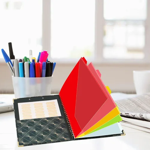 Miniatura 7 de Portapapeles Portafolio con Bloc de Notas Recargable, Carpeta de Portapapeles de Tapa Dura en Espiral, 5 Separadores, Portapapeles de Almacenamiento
