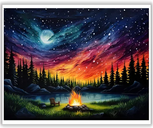 Miniatura 14 de HITO Kit de pintura de paisaje por números para adultos, Aurora para adultos, kits de pintura por números sobre lienzo para regalo, decoración