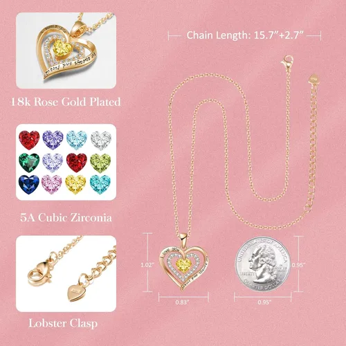 Miniatura 4 de Birthstone Jewelry Necklace for Women on Birthday Anniversary Presents for Wife Women Necklaces for Valentine's Day, Christmas, Mother's Day