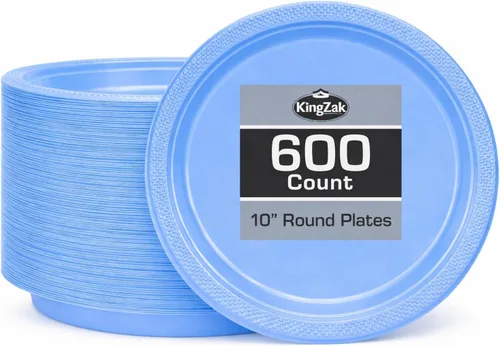 Miniatura 19 de Platos de plástico rojos de la colección Hanna K. Signature, redondos de 9 pulgadas, 50 unidades – Platos desechables resistentes para cenas