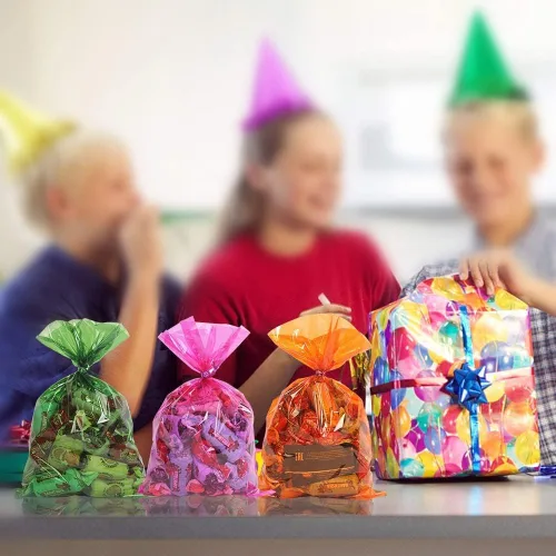 Miniatura 4 de GAKA Bolsas de plástico transparentes azules con lazos, bolsas de celofán con lazos, paquete de 50