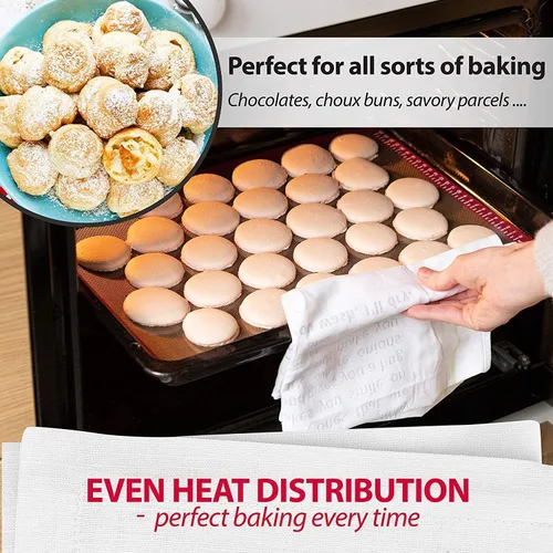 Miniatura 5 de MIU - Tapete de silicona para hornear macarrones, antiadherente, 2 medias hojas y 1 cuarto de hoja, kit perfecto para macarrones, pasteles, pan