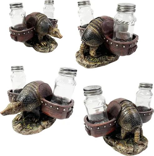 Miniatura 4 de Urbalabs - Coctelera grande de armadillo, lobo, burro, cerdo y caballo, salero y pimentero, mesa de comedor de granja, decoración rústica de vaquero