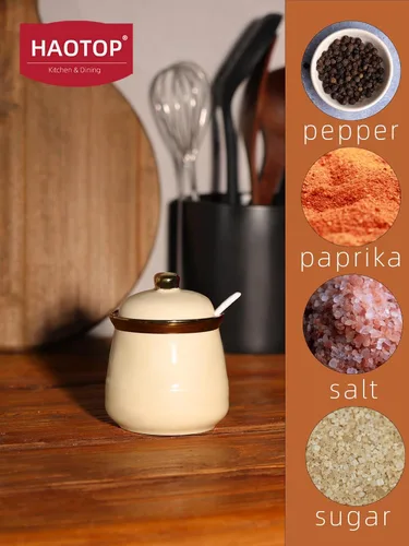 Miniatura 7 de Azucarero de 12 oz con tapa y cuchara, tarro de azúcar de cerámica simple, contenedor de azúcar, dispensador de azúcar, accesorios de barra de café
