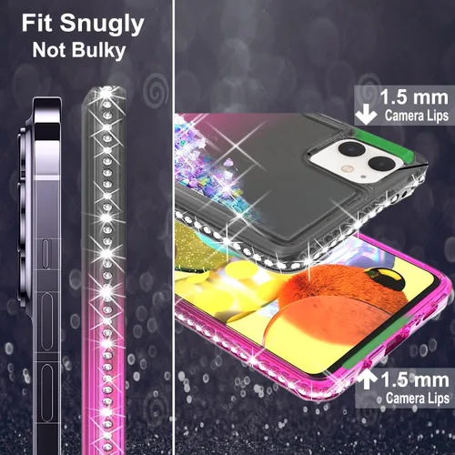 Miniatura 3 de STARSHOP Funda compatible con iPhone 11, con protector de pantalla de vidrio templado incluido: cubierta de arena movediza con purpurina flotante
