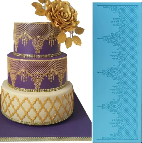 Azúcar joyas comestibles encaje pastel encaje estera en relieve chandelilac textura fondant impresión estera de encaje corona tiara decoración molde