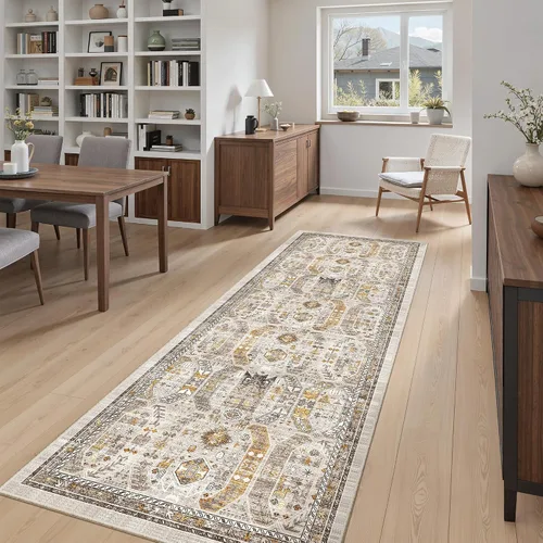Miniatura 231 de Madane Tapete lavable de 2 x 10 pies para pasillo, cocina, recibidor, clásico, suave, antideslizante para interiores, casa de campo, baño, sala