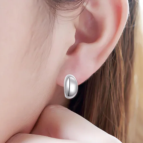 Miniatura 5 de Aretes de plata de ley S925 en forma de C, aretes de aro de cúpula gruesa para mujer, regalos de joyería