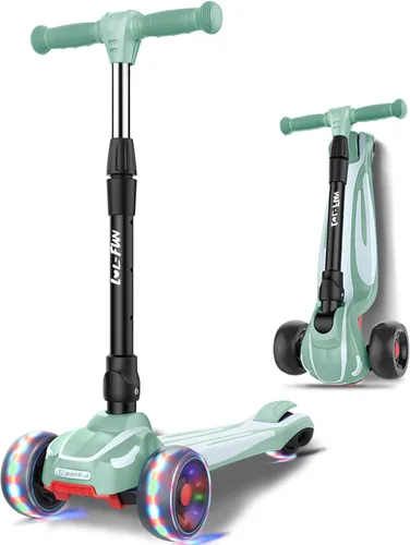 Miniatura 10 de LOL-FUN Scooter para niños de 3 a 12 años de edad con luces LED de 3 ruedas, extra ancho plegable para niños de 3 a 5 años con 4 alturas ajustables