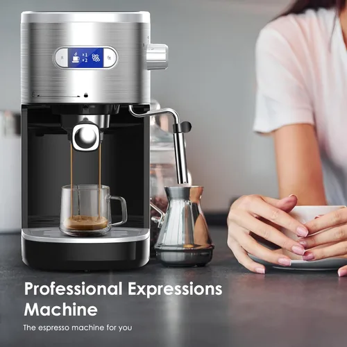 Miniatura 7 de COWSAR Máquina de café expreso comercial de 20 bares, cafetera compacta con espumador de leche, máquinas de café Expresso con tanque de agua