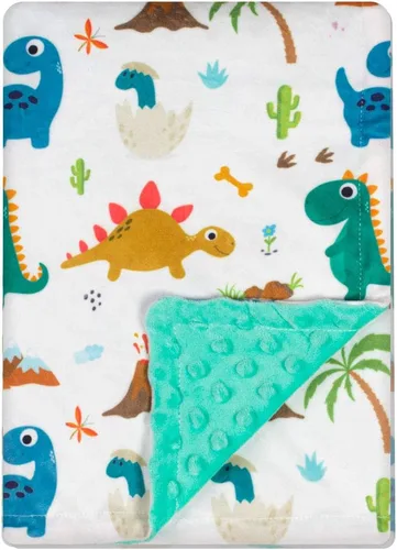 Manta de Felpa Suave Minky para Niños y Niñas - Doble Capa con Respaldo Punteado, de Recién Nacido a Niño Pequeño - Regalos para Baby Shower