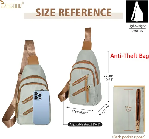 Miniatura 5 de JASGOOD Mochila bandolera pequeña para mujer, cangurera, cangurera, bolsa de hombro para viajes, D-light Verde