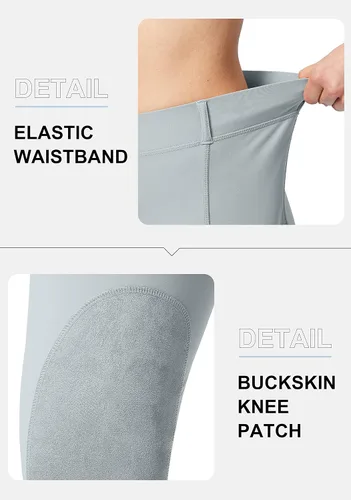 Miniatura 5 de SANTINY Pantalones de equitación para mujer con bolsillos con cremallera, mallas de escuela con parche en la rodilla, pantalones ecuestres para mujer