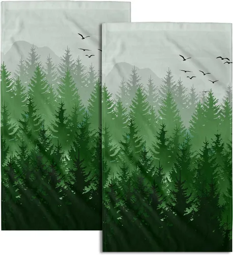 Miniatura 38 de Winter Trees - Juego de 2 toallas de mano de 28 x 14 pulgadas, diseño de árbol de pino de nieve, color beige, absorbente, de microfibra, para baño