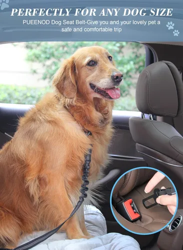 Miniatura 5 de 2 paquetes de cinturón de seguridad para perro ajustable para cinturón de seguridad de coche para vehículo, cinturón de seguridad de nailon