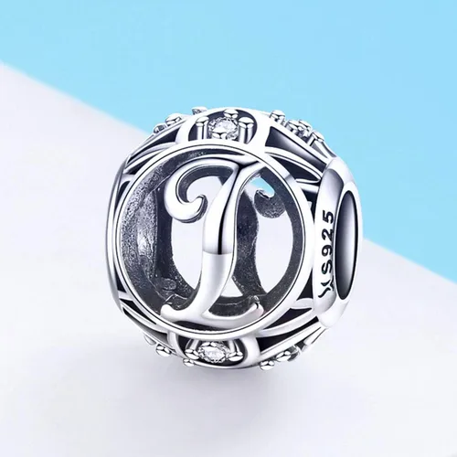 Miniatura 6 de Dijes de plata de ley 925 con inicial de la A a la Z para pulseras, collares, cuentas del alfabeto de circonita cúbica, regalos personalizados
