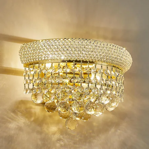 Miniatura 6 de Aplique de pared de cristal estilo imperio de 2 luces para sala de estar, comedor, baño, espejos de tocador, pasillo, dormitorio, armario, escalera