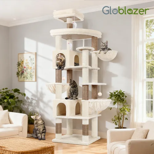 Miniatura 8 de Globlazer Torre de árbol para gatos extra grande, 82 pulgadas de alto, árbol para gatos de interior, torre grande para gatos grandes y adultos con 8