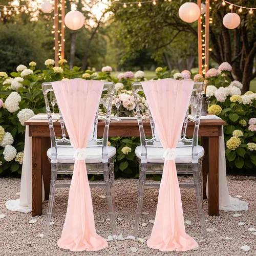 Miniatura 6 de Fanqisi 16 cintas para sillas con cintas de 8 pies de largo, cortinas de tela suave para decoración de bodas, iglesias, sillas, pasillos