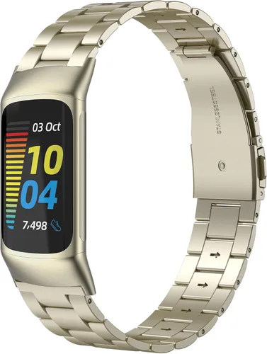 Miniatura 7 de Wearlizer Compatible con correas Fitbit Charge 6/Charge 5 para mujeres y hombres, correas de repuesto clásicas de acero inoxidable ultrafinas