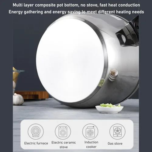 Miniatura 6 de Olla a presión de acero inoxidable para el hogar, cocción rápida, olla a presión multifuncional a prueba de explosiones de doble fondo para cocinas