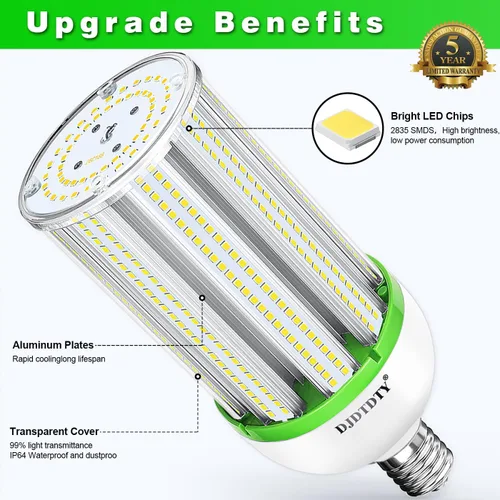 Miniatura 3 de Bombilla LED de maíz de 100 W, 15000 lúmenes, 5000 K, gran área, luz blanca fría, E26/E39, base mediana para exteriores, interiores, garaje