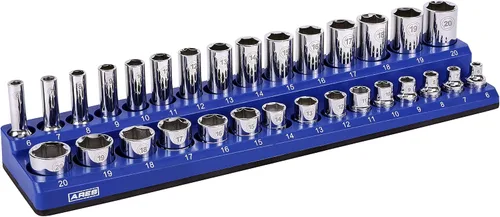 Miniatura 15 de ARES 70236 - Organizador magnético para 16 vasos SAE de 1/2 pulgada, para 15 vasos y 1 adaptador para vaso, mantiene tu caja de herramientas