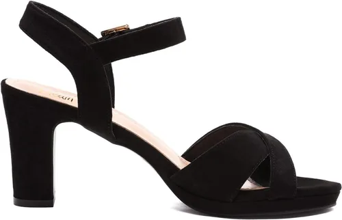 Miniatura 3 de DREAM PAIRS - Sandalias brillantes de tacón grueso con correa de tobillo y puntera abierta para mujer