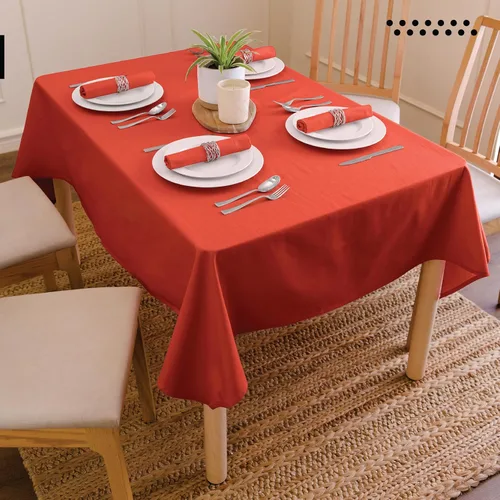 Miniatura 2 de Encasa XO Mantel rectangular de lona de algodón de 56 x 120 pulgadas, lavable a máquina, mantel de ladrillo para comedor en interiores y exteriores