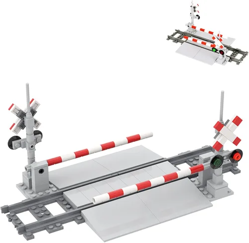 Miniatura 8 de Juego de Bloques de Construcción de Vías de Tren 01, Vías de Tren de la Ciudad, Bloques de Construcción de Paso a Nivel de Ferrocarril con Señal