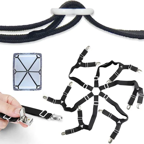 Miniatura 6 de Correas de sábanas, accesorios de cama ajustables (negro)
