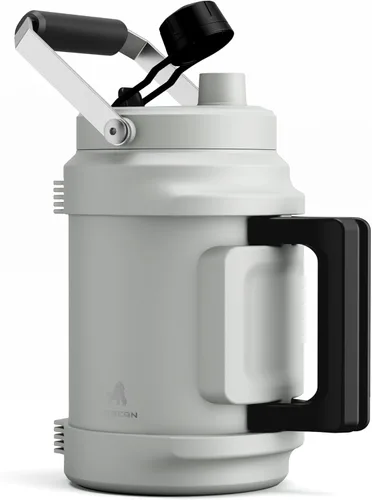 Miniatura 17 de Botella de agua aislada de 64 oz para gimnasio: tapa de boquilla de pajita 2 en 1, asa doble, a prueba de fugas, mantiene el frío 36H, jarra de agua