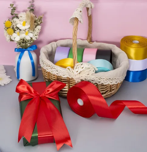 Miniatura 4 de YASEO Cinta de satén sólida roja de 1 1/2 pulgadas, cinta de tela artesanal de 50 yardas para envolver regalos, ramos florales, decoración de fiesta