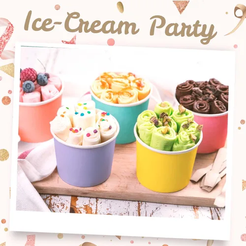 Miniatura 2 de MATICAN Vasos de papel para helado, paquete de 50 cuencos desechables de postre de 11 onzas para bebidas calientes y frías, 11 onzas, 5