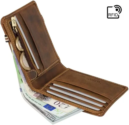 Miniatura 5 de Visconti Segesta - Cartera delgada con cierre elástico bi plegable (piel auténtica), tarjetero RFID (bronceado), Beige Bronceado, Cartera plegable