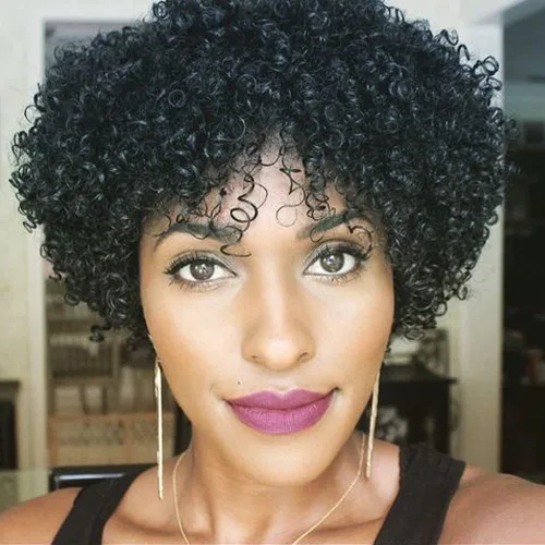 Pelucas afro rizadas tipo afro completas para mujeres negras, cabello humano brasileño de alta calidad, pelucas afro cortas y ligeras para mujeres
