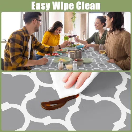 Miniatura 4 de Smiry Mantel cuadrado para mesa de pícnic, manteles de camping impermeables elásticos ajustables, protector de mantel de vinilo con respaldo de Gris